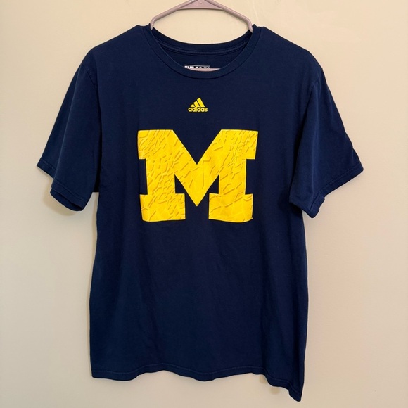 Adidas University of Michigan logo navy tshirt size large men’s cotton - Picture 1 of 4